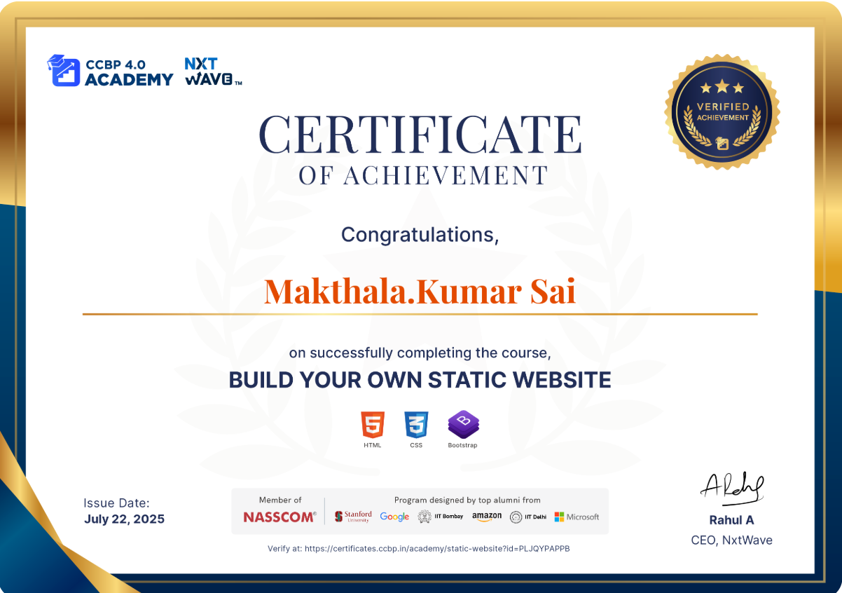 NXT Wave Certificate